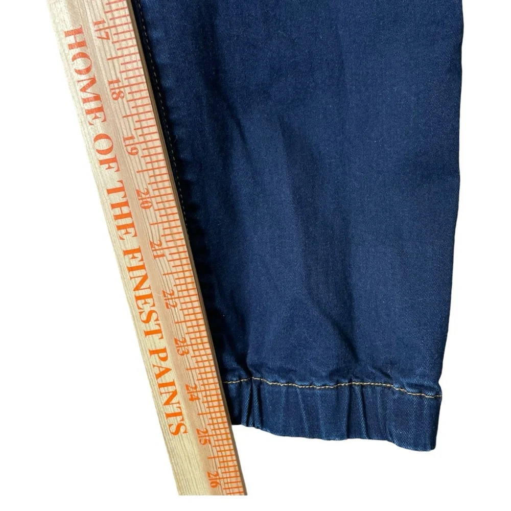 Veronica Beard Women 10 Denim Joggers Jeans Ankle Button Blue Stretch Mid Rise